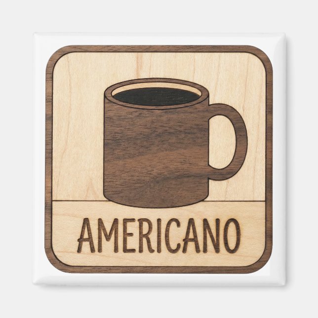 Americano Coffee Wooden Sign Magnet (Front)