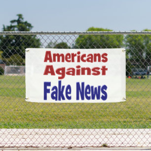 Americans Against Fake News red blue text Banner