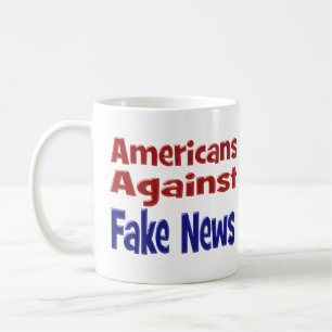 Americans Against Fake News red blue text Coffee Mug