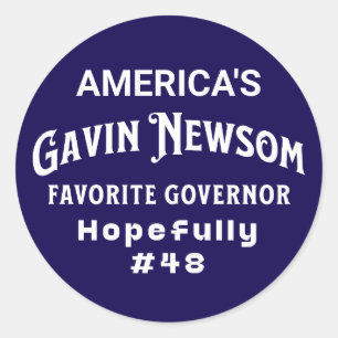 American's Favourite Governor   Gavin Newsom Classic Round Sticker