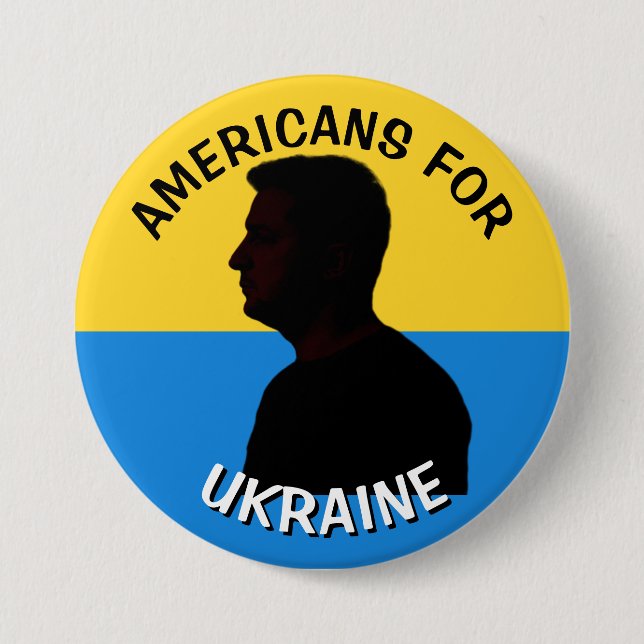 Americans for Ukraine | Zelenskyy Support 7.5 Cm Round Badge (Front)