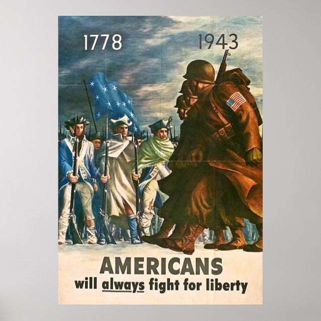 Americans Will Always Fight for Liberty - 1943 Poster (Front)