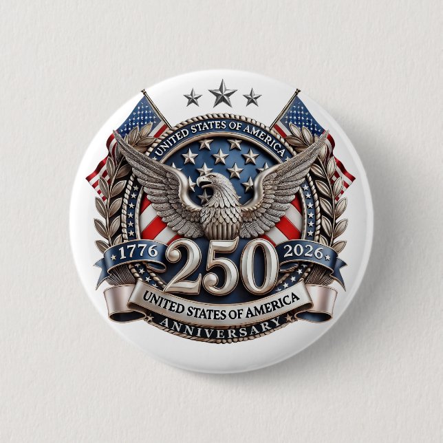 America's 250 Anniversary    6 Cm Round Badge (Front)