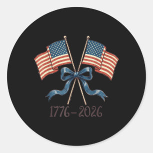 Americas 250 Anniversary USA Flag Bow 1776-2026 Classic Round Sticker