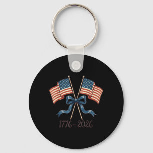 Americas 250 Anniversary USA Flag Bow 1776-2026 Key Ring