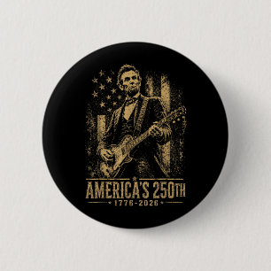 Americas 250th Abraham Lincoln Playing Guitar 6 Cm Round Badge
