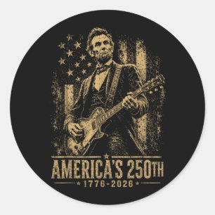 Americas 250th Abraham Lincoln Playing Guitar Classic Round Sticker