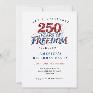 Americas 250th Anniversary Party  Invitation