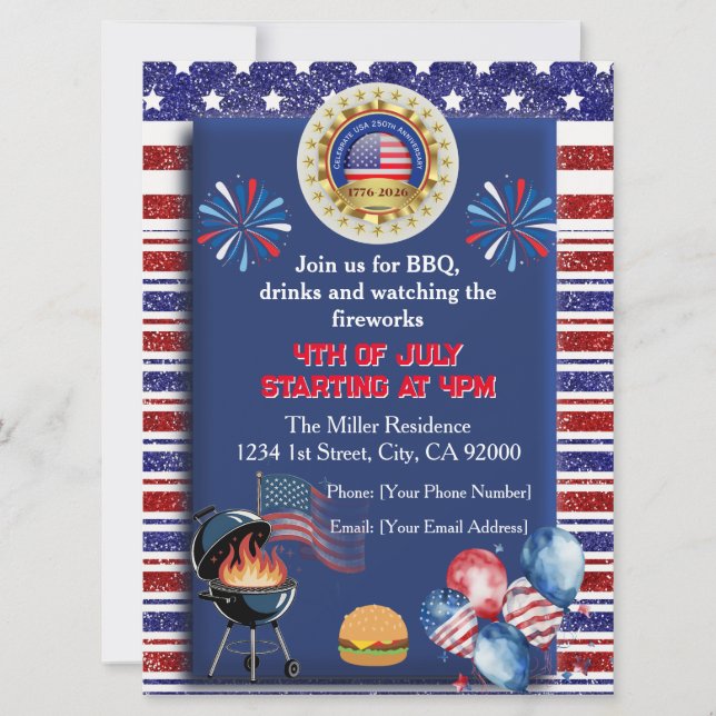 America's 250th Anniversary Party Invitation (Front)