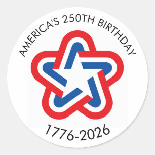 America's 250th Birthday 1776-2026 Red White Blue Classic Round Sticker