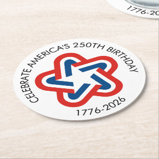 America's 250th Birthday - 1776-2026 Vintage Star Round Paper Coaster