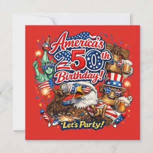 Americas 250th Birthday 4th of July Celebration Invitation