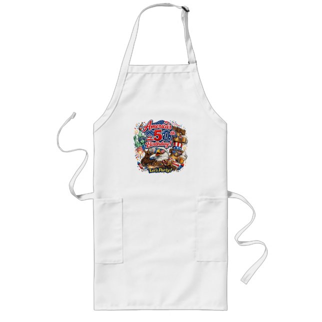 Americas 250th Birthday 4th of July Celebration Long Apron (Front)