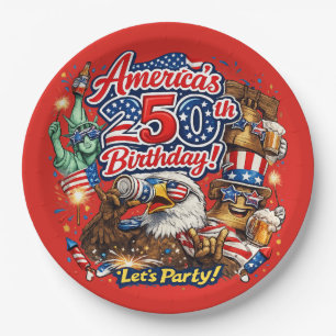 Americas 250th Birthday 4th of July Celebration Paper Plate