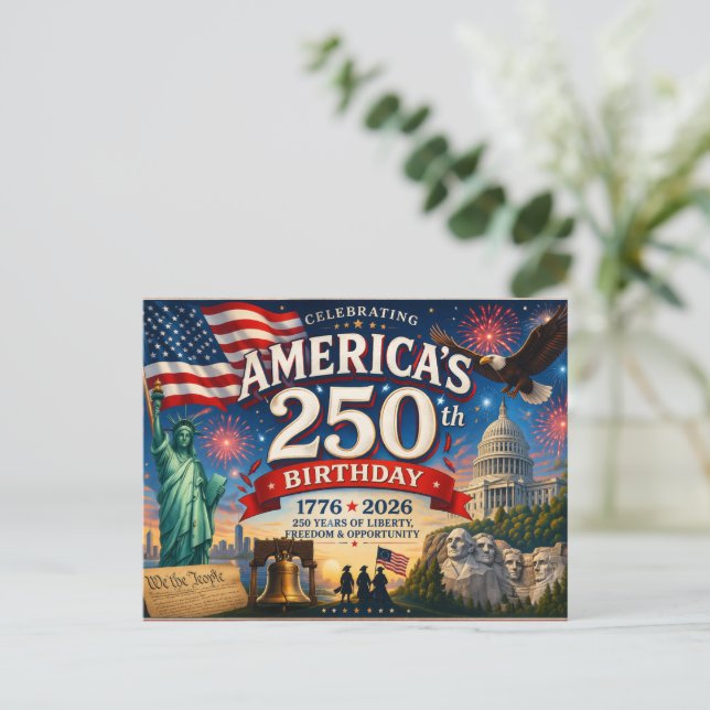 America's 250th Birthday 4th of July Postcard (Standing Front)