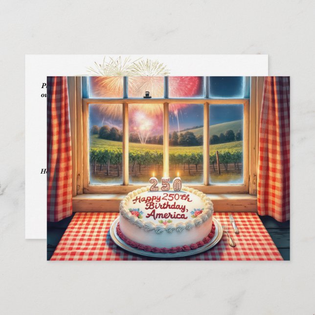 America's 250th Birthday Cake Postcard (Front/Back)