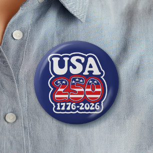 America's 250th Birthday - Groovy USA 250 6 Cm Round Badge