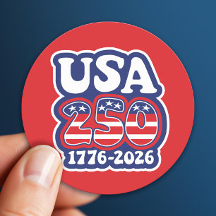 America's 250th Birthday - Groovy USA 250 Classic Round Sticker