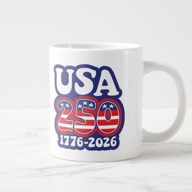 America's 250th Birthday - Groovy USA 250 Large Coffee Mug (Right)
