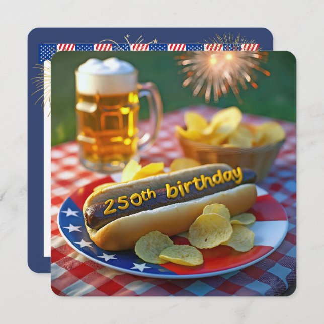 America's 250th Birthday Hot Dog  Invitation (Front/Back)