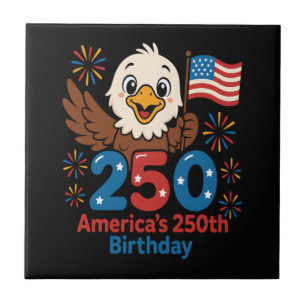 America's 250th Birthday - US Flag 250 Years Anniv Ceramic Tile