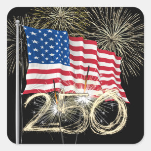 America's 250th Birthday With Sparklers Square Sticker