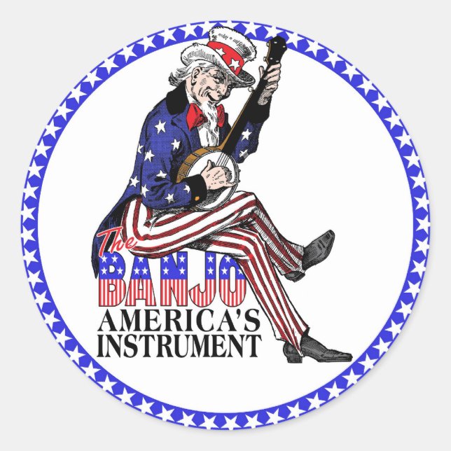 America's Banjo round sticker (Front)