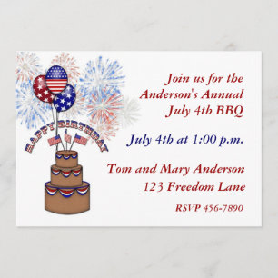 America's Birthday July 4th Invitation