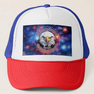 America's Birthday Semiquin Brown Eagle Firework M Trucker Hat
