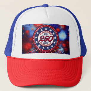 America's Birthday Semiquin Graphic Fireworks RWB Trucker Hat