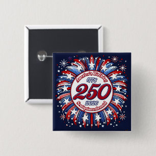America's Birthday Semiquin Graphic Fireworks Wh 15 Cm Square Badge