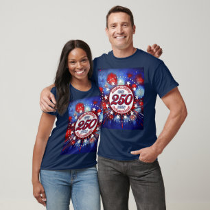 America's Birthday Semiquin Graphic Fireworks Wh T-Shirt
