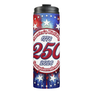 America's Birthday Semiquin Graphic Fireworks Wh Thermal Tumbler