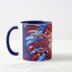America's Birthday Semiquin Graphic RWB Fireworks Mug