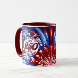 America's Birthday Semiquin Graphic RWB Fireworks Mug