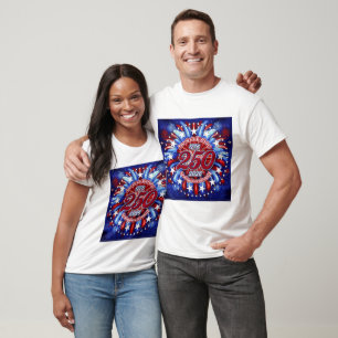 America's Birthday Semiquin Graphic RWB Fireworks T-Shirt