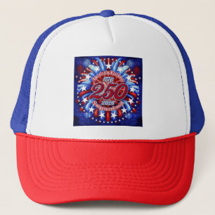 America's Birthday Semiquin Graphic RWB Fireworks Trucker Hat