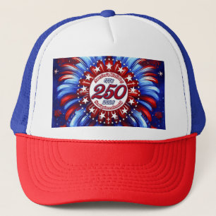 America's Birthday Semiquin Graphic RWB Fireworks Trucker Hat
