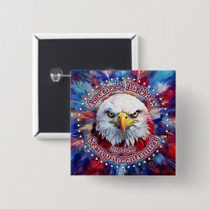America's Birthday Semiquin Red Eagle Fireworks 15 Cm Square Badge