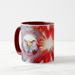 America's Birthday Semiquin Red Eagle Fireworks Mug