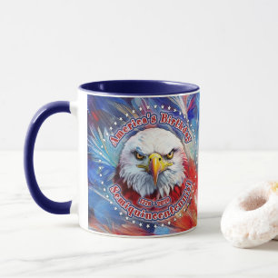 America's Birthday Semiquin Red Eagle Fireworks Mug