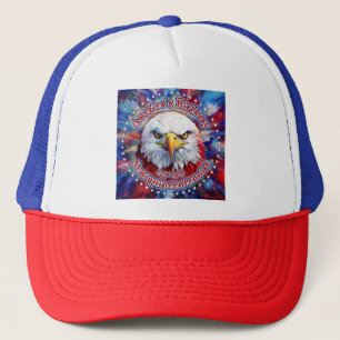America's Birthday Semiquin Red Eagle Fireworks Trucker Hat