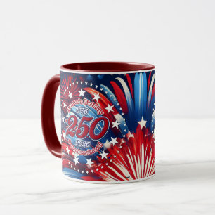 America's Birthday Semiquin RWB Graphic Fireworks Mug