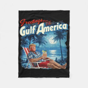 America's Gulf Trump 2024 Retro Beach Usa America Fleece Blanket