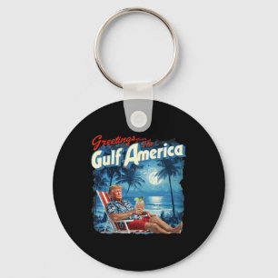 America's Gulf Trump 2024 Retro Beach Usa America Key Ring