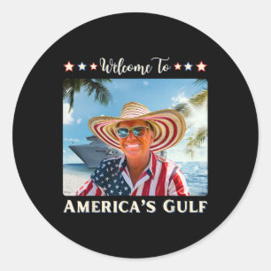 America's Gulf Trump Sombrero Mexico American Flag Classic Round Sticker