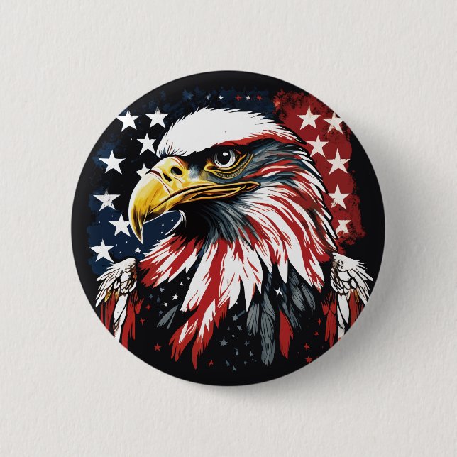 America's Majestic Eagle 6 Cm Round Badge (Front)