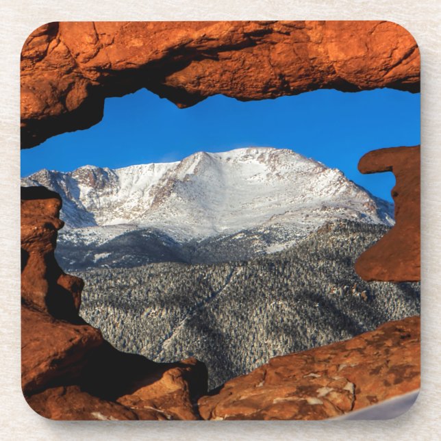 America's Mountain Framed by Sandstone Coaster (Front)