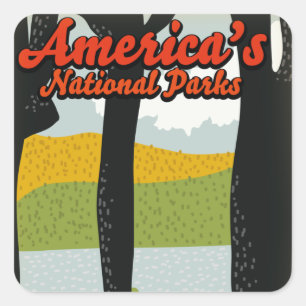 America's National Parks Wood Wall Art Square Sticker
