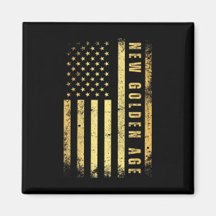 Americas New Golden Age Golden Colour Usa Flag Magnet